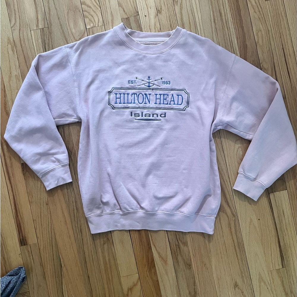 Baby pink hilton head crewneck